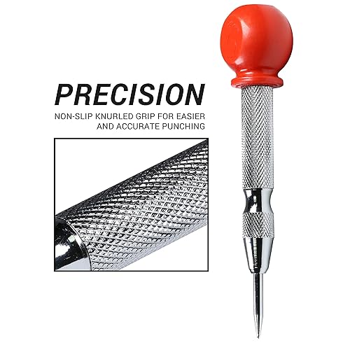 Miniatura 8 de Rok Hardware 5-1/8 "Herramienta automática de perforación de agujero central de acero con resorte para metal, madera y plástico ROKCPUNCH