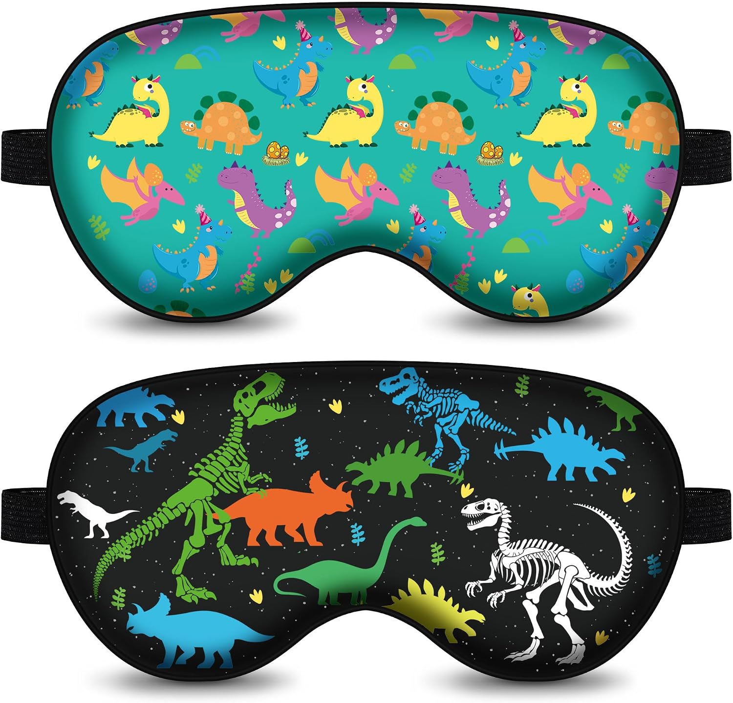2 Pcs Sleep Mask for Kids, Silk Dinosaur Kids Eye Mask for Kids Teen