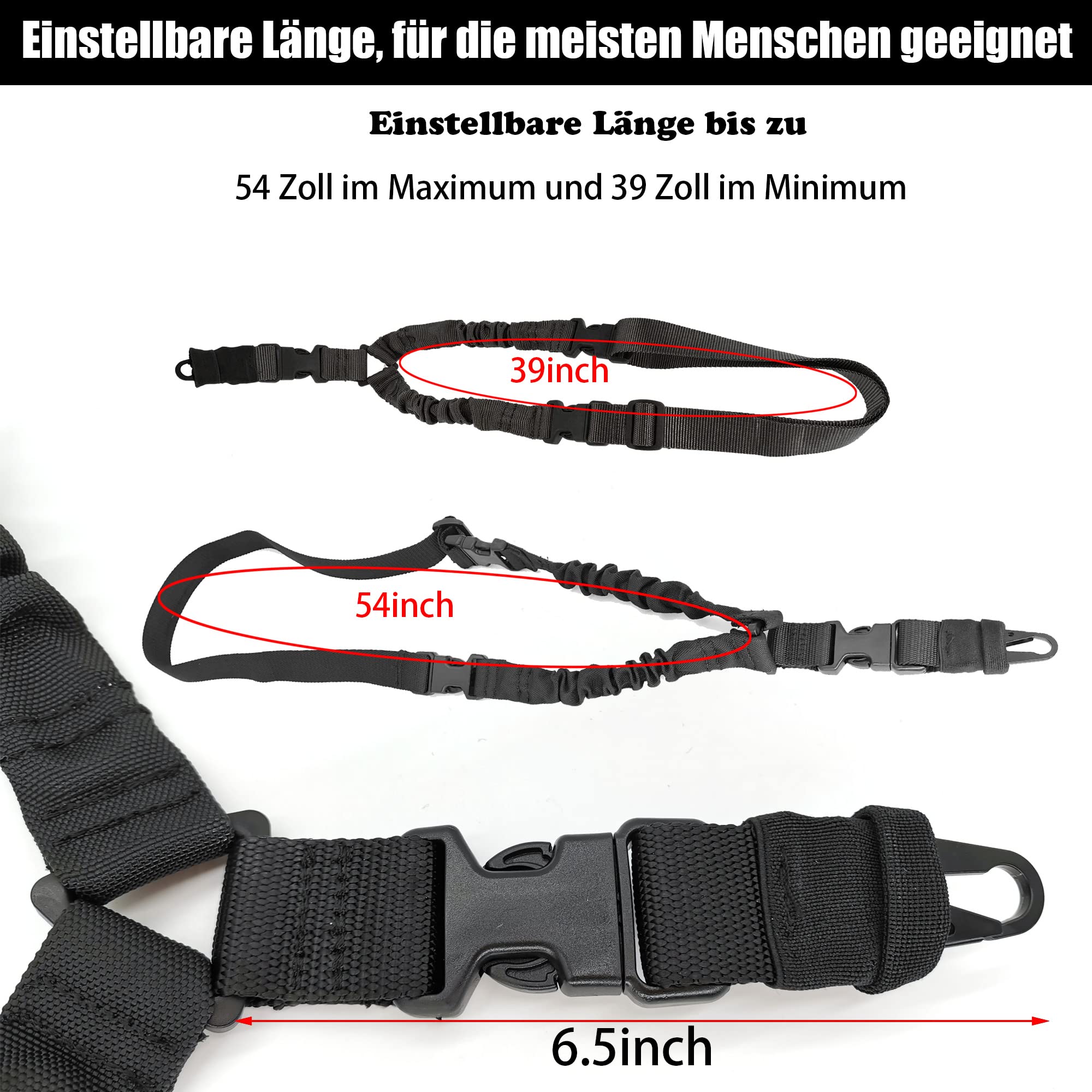 Cinghia di imbracatura a 1 punto per fucile regolabile flessibile a sgancio rapido Cinghia per fucile a un punto cinghia resistente con gancio in metallo per sport all'aperto