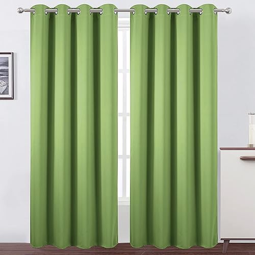 Miniatura 10 de Cortinas opacas para oscurecer la habitación, con aislamiento térmico y ojales, para puertas y ventanas, de poliéster (negro sólido, 72 x 132
