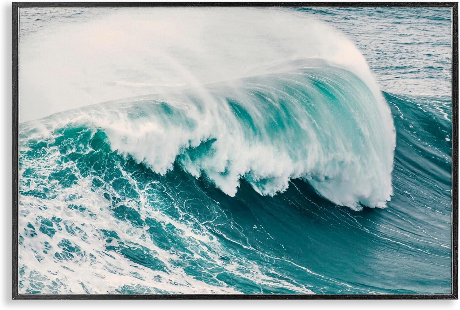 Stupell Industries Large Breaking Wave Framed Giclee Wall Art Design by Nataly White, Black Framed, 18 x 12
