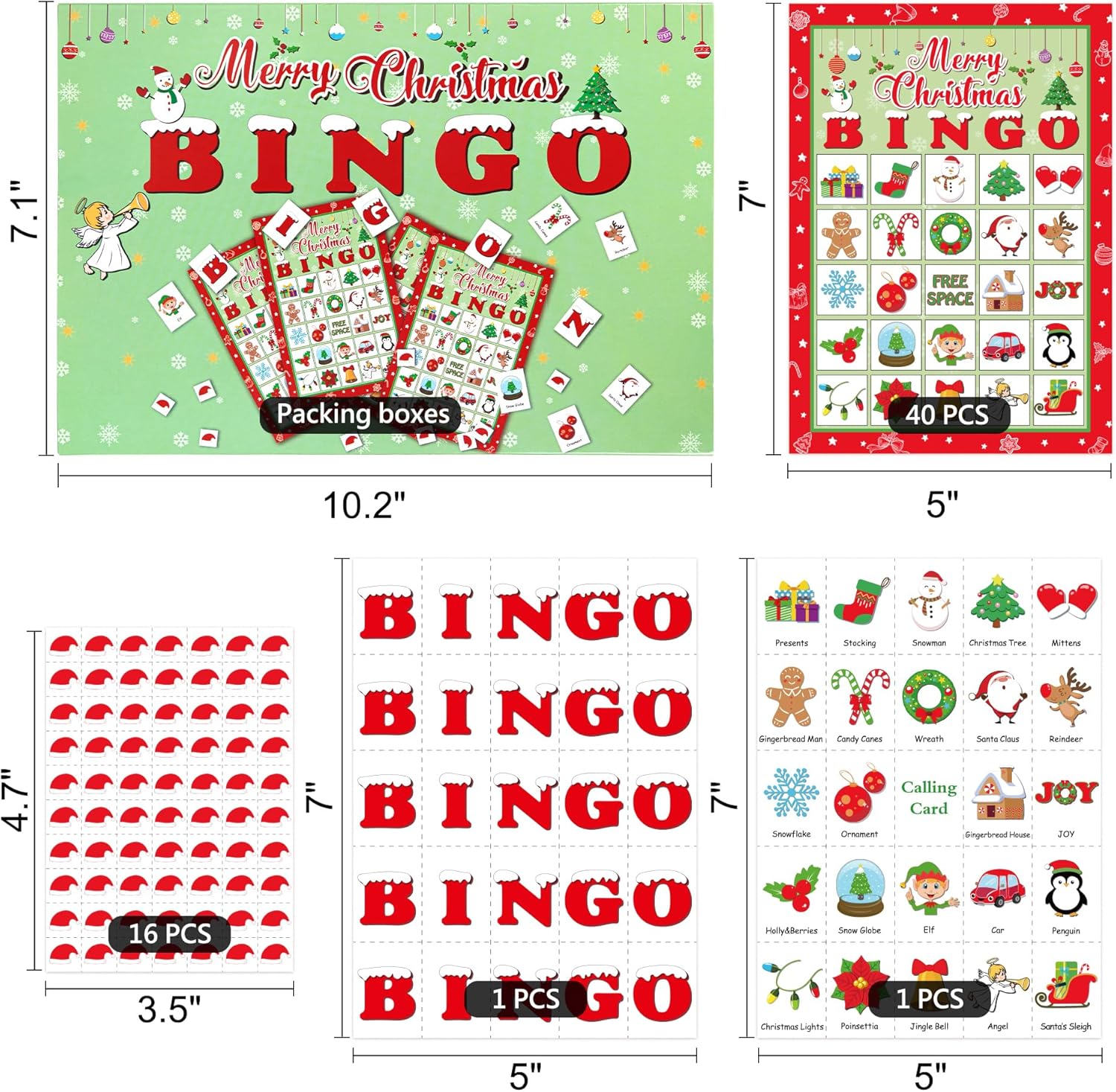Moon Boat 40 Players Christmas Bingo Games Xmas Holiday Winter Party Supplies Favors