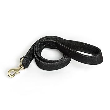 PetWale Dog Leash with Padded Handle for Walking Running Training, Comfortable Heavy Duty Black Denim (Black, L: 5 feet, W: 1.49
