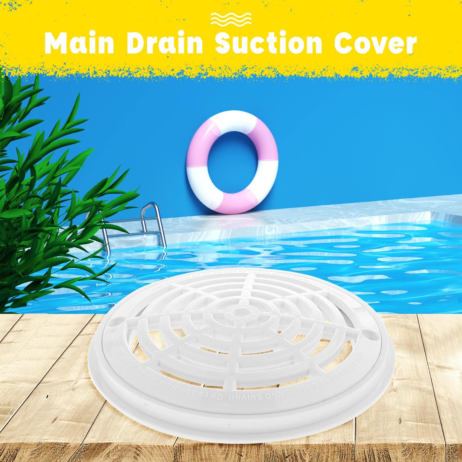 Perfeclan Tapa de Drenaje Principal Cubierta Sump Accesorio para Piscina Rejilla Antivórtice Material Plástico Instalación Fácil Adecuado para Piscinas