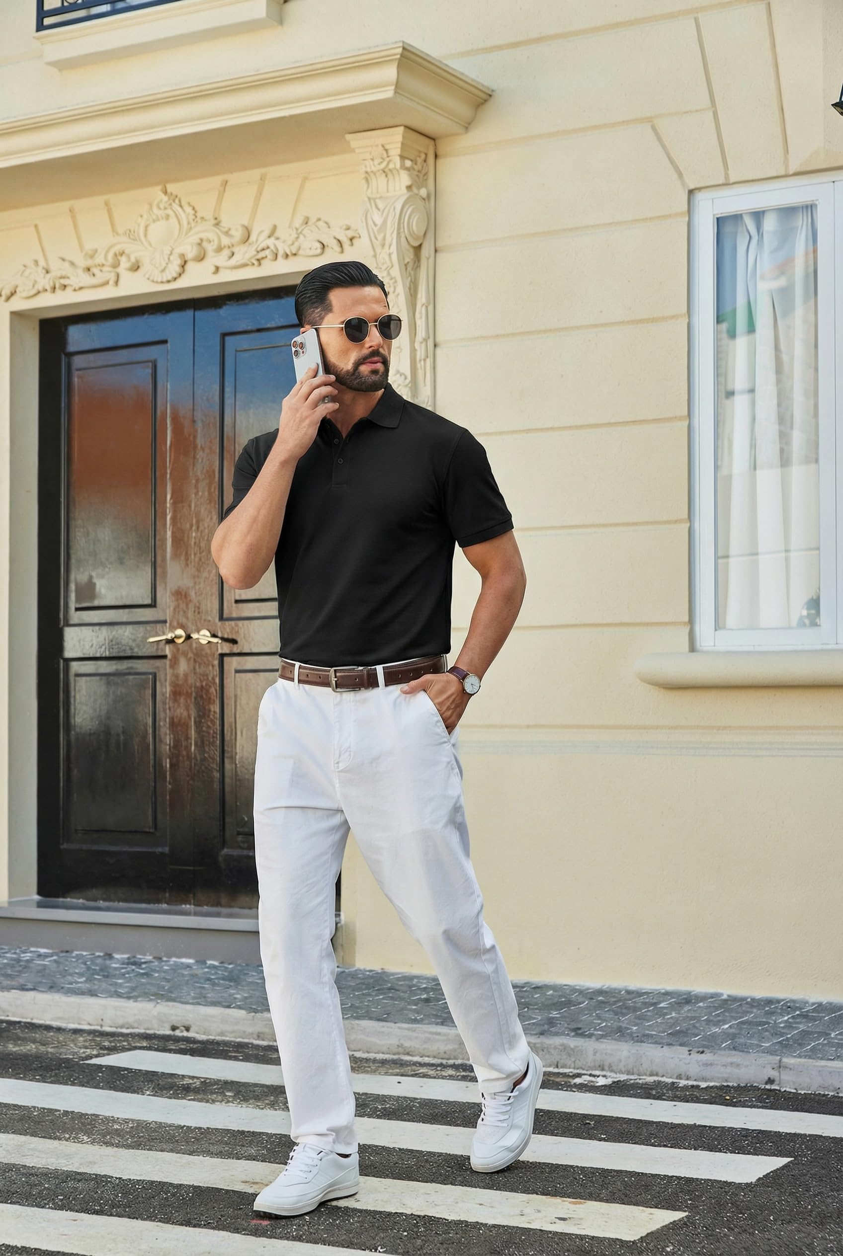 COOFANDY Polo Hombre Manga Corta de Algodón Básico Polo de Golf Casual Verano - 5