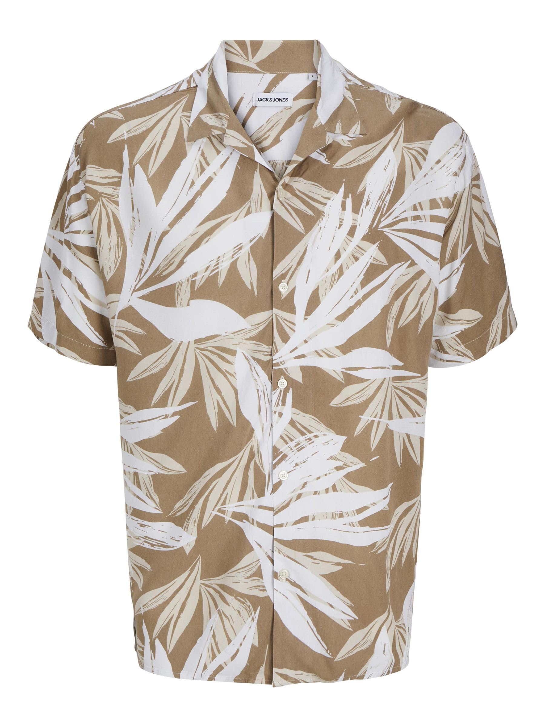 JACK & JONES Jjejeff Tropical AOP Resort Shirt SS SN, Coriander, L