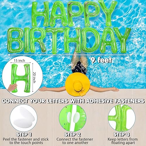 Miniatura 2 de Shappy Globos flotantes grandes de letras flotantes de 20 pulgadas con puntos adhesivos, decoraciones inflables de piscina para fiesta de cumpleaños