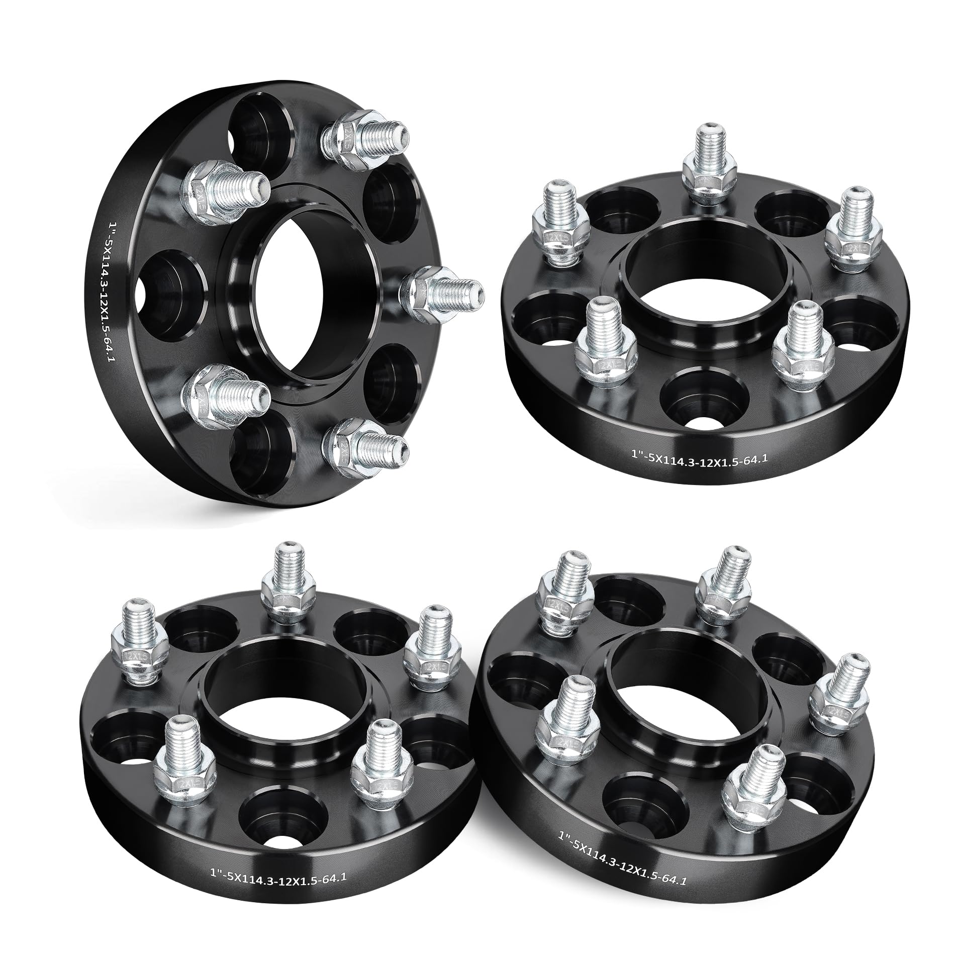 Photo 1 of EVIL ENERGY 5x4.5 Wheel Spacers 15 mm Compatible with Honda Acura, 5x114.3 mm Hubcentric with Lip 5 Lugs 64.1 mm Hub Bore M12x1.5 Studs Wheel Spacer Black