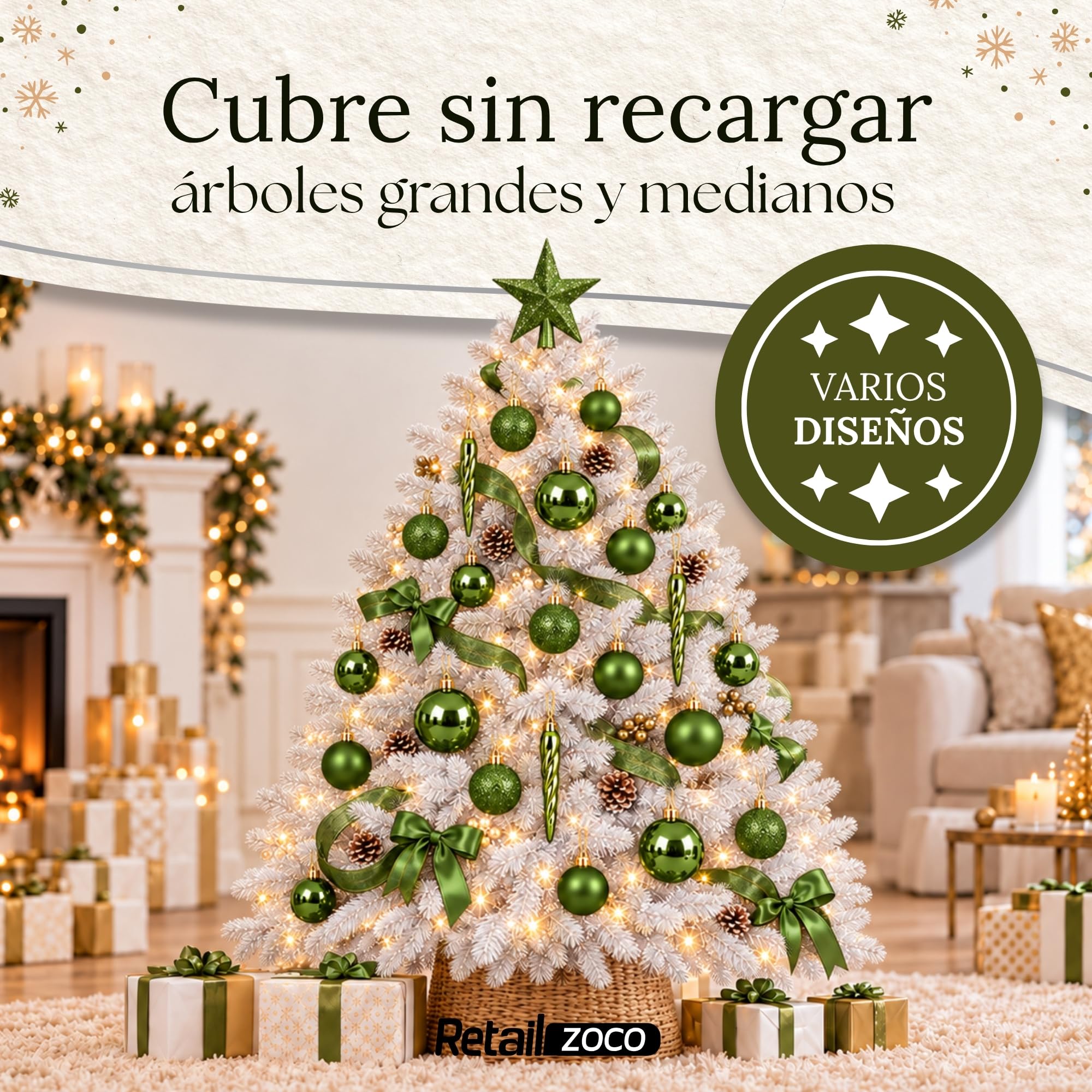 Bolas de Navidad, Adornos Arbol Navidad, 33 Piezas, Verde - imagen 5