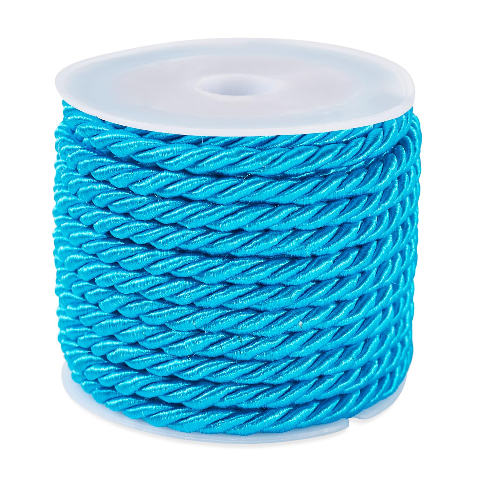 PandaHall 5m Twisted Cord 3mm Trim Rope Polyester Braided Cord 3-Ply Blue Decorative Twine Cord Thread String for Curtain Tieback Hanging Bag Drawstrings Home Decor