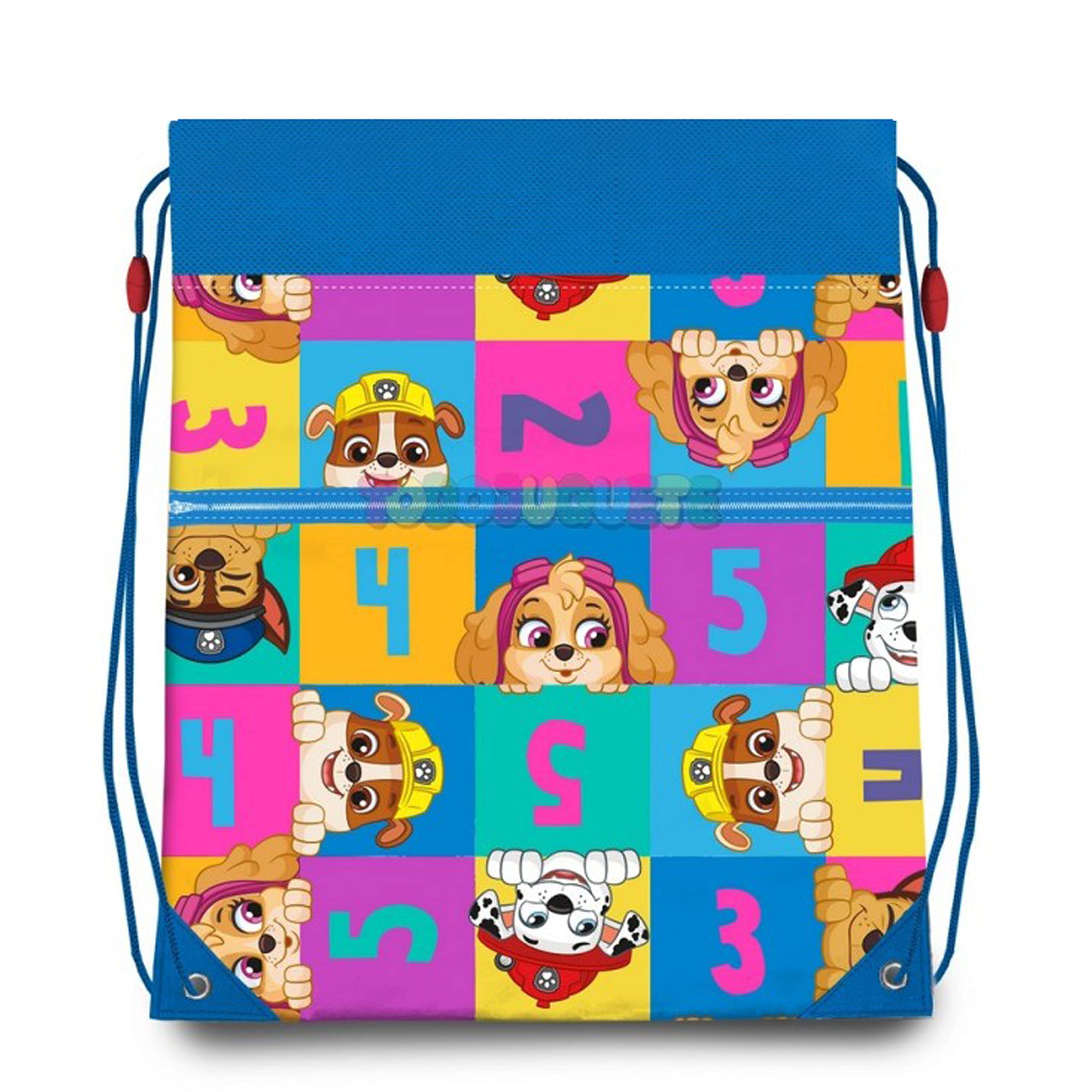 Paw Patrol Gym Bag 40cm, Drawstring Swimming Bag, Sports Bag for School, Zipper Backpack, Best Gift for Kids 4+Years