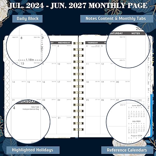 Miniatura 3 de Agenda mensual 2024-2027, julio 2024 a junio 2027, planificador mensual de 3 años 2024-2027, planificador mensual académico, 6.3 x 8.4 pulgadas,