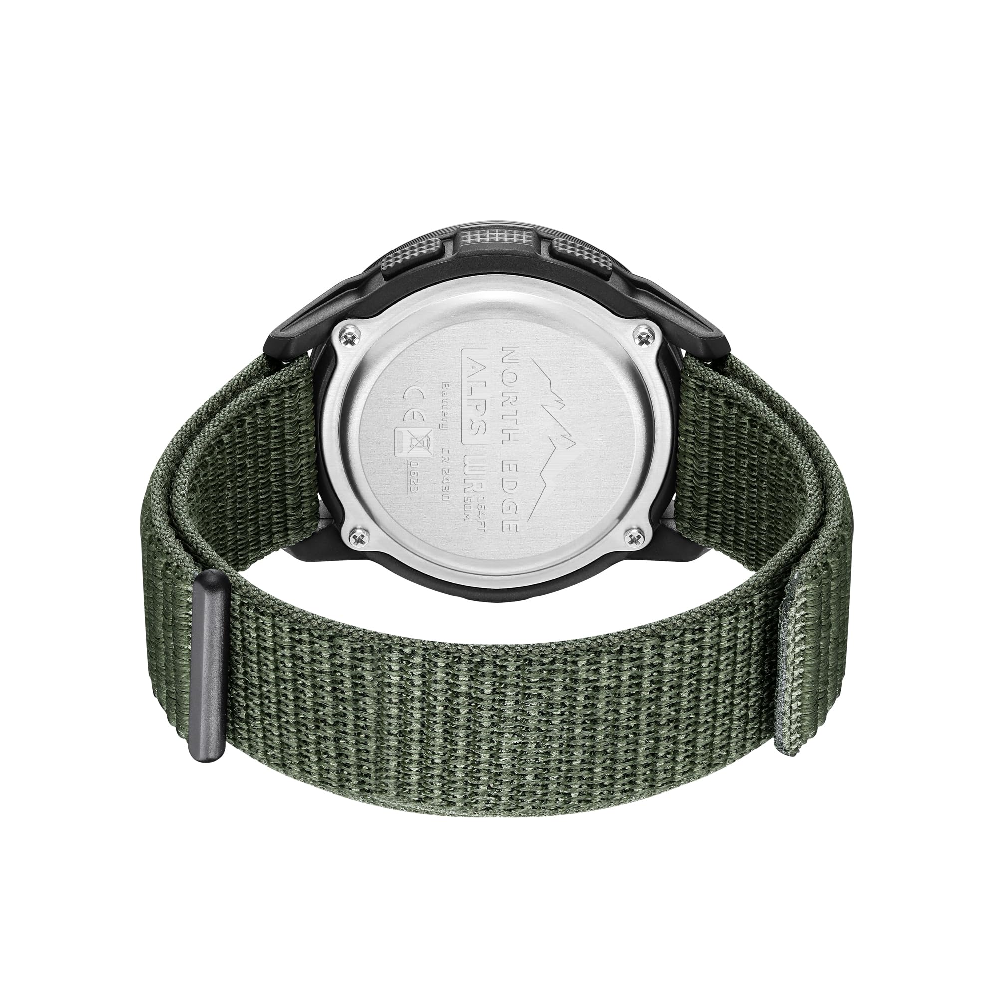 NORTH EDGE Militäruhr für Männer - Taktische Überlebensuhr, Digitale Sportuhr für Damen und Herren für Outdoor-Aktivitäten, mit Schrittzähler, Kompass, Kalorienzähler, robustes Nylonarmband