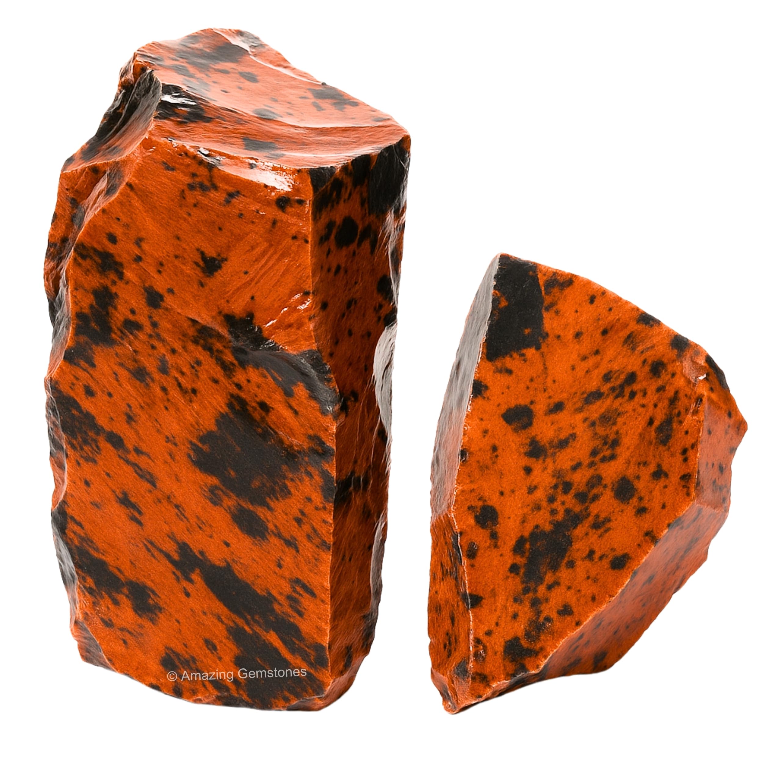 Mahogany Obsidian Crystals and Healing Stones, 2 Piece Raw | Certified Healing Crystal Rough Rocks For Tumbling and DIY Projects Gifts - Positive Energy, Chakra Healing, Meditation