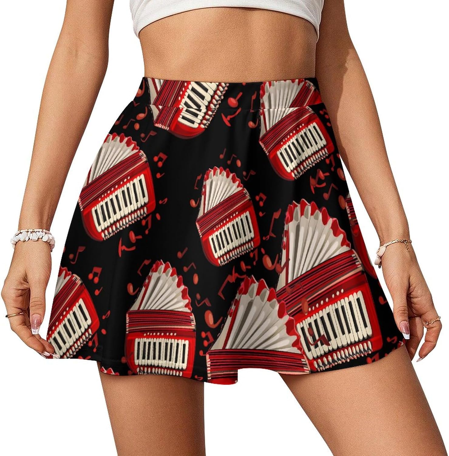 Accordion Player Folk Music Women Tennis Skirt Print Golf Skirts Mini Casual Workout Skorts