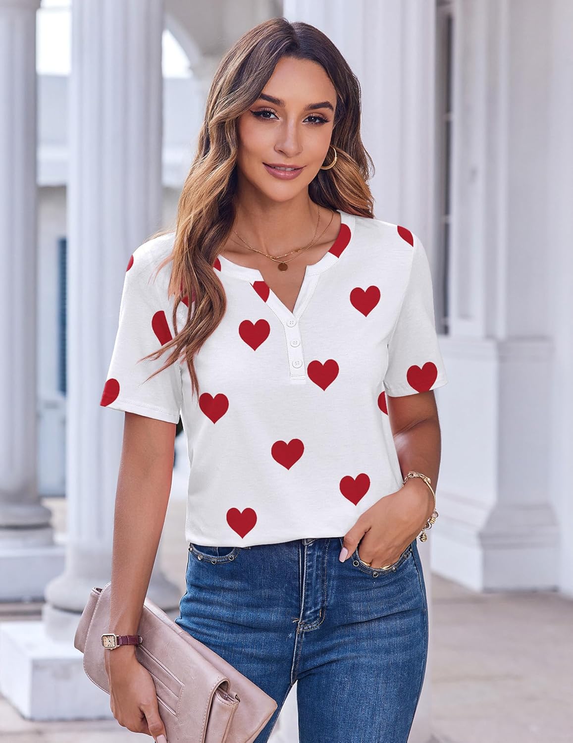 Zeagoo Womens Summer Tops Casual Short Sleeve V Neck Shirts Business Dressy Work Blouses - Image 2