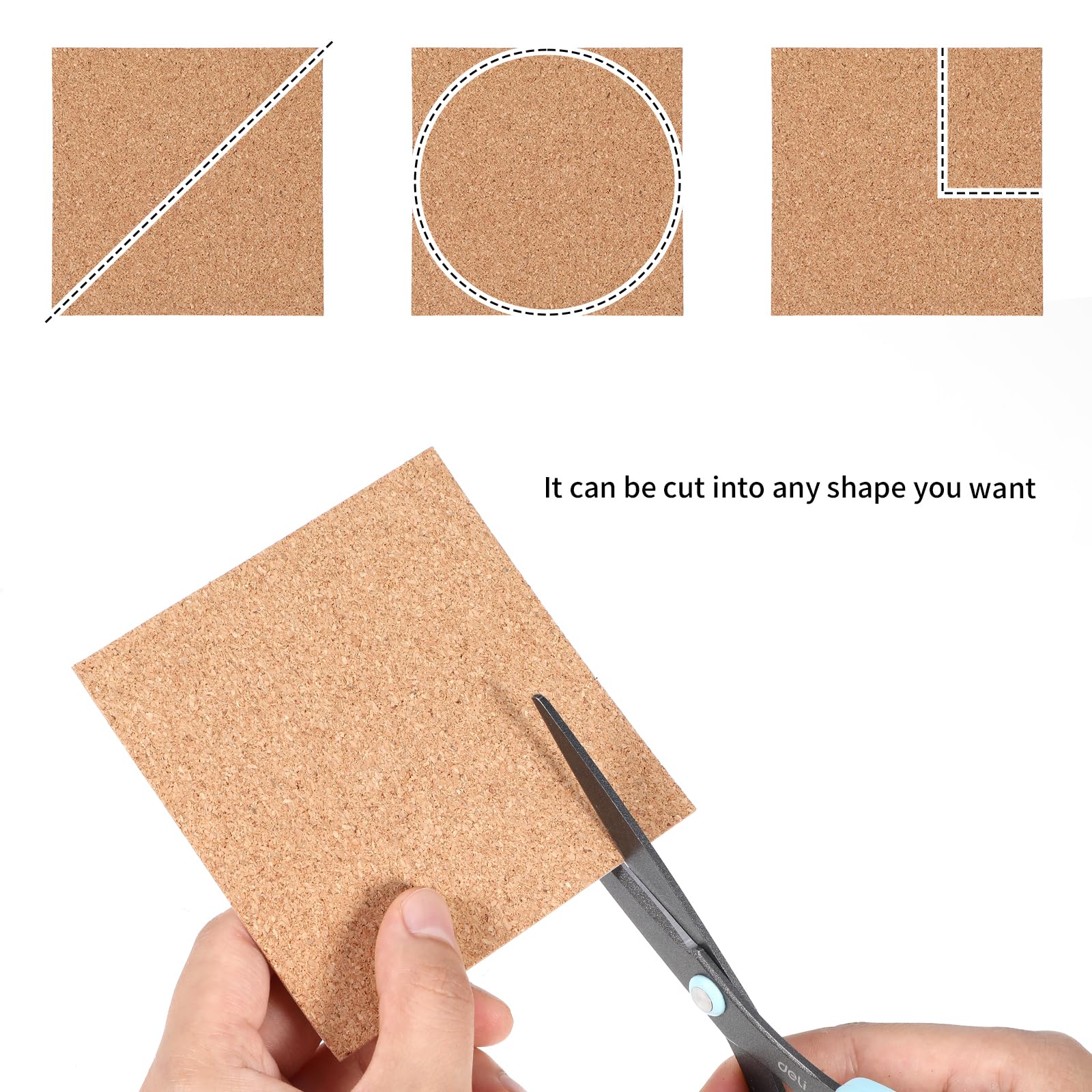Qianyu 30 Stück Selbstklebende Korkplatten für Selbstgemachte Untersetzer Korktafeln Korkfliesen Korkmatte 10 x 10cm Rechteckig Korkplatten für Büro Schule die Wand Fußböden Untersetzer