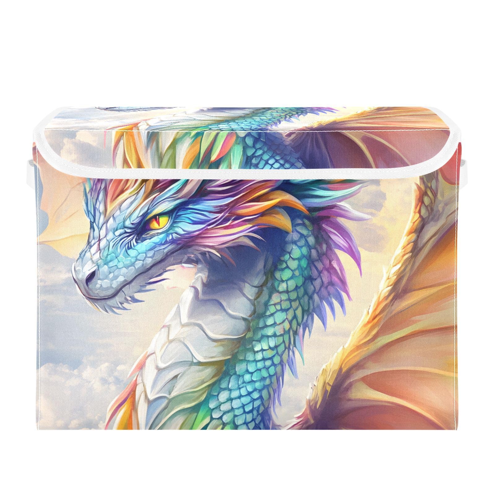 Boîtes de rangement pliables couleur arc-en-ciel dragon galaxy féerique
