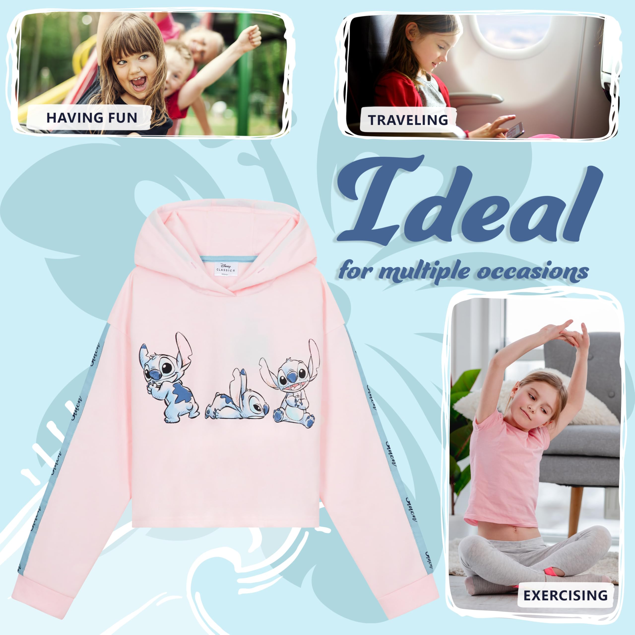 Disney Sudadera Niña Stitch Corta Crop Top Lilo y Stitch 7-14 años