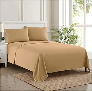 Twin XL Sheets - Breathable Luxury Sheets with Full Elastic & Secure Corner Straps Built In - 1800 Supreme Collection Extra Soft Deep Pocket Bedding Set, Sheet Set, Twin XL, Taupe