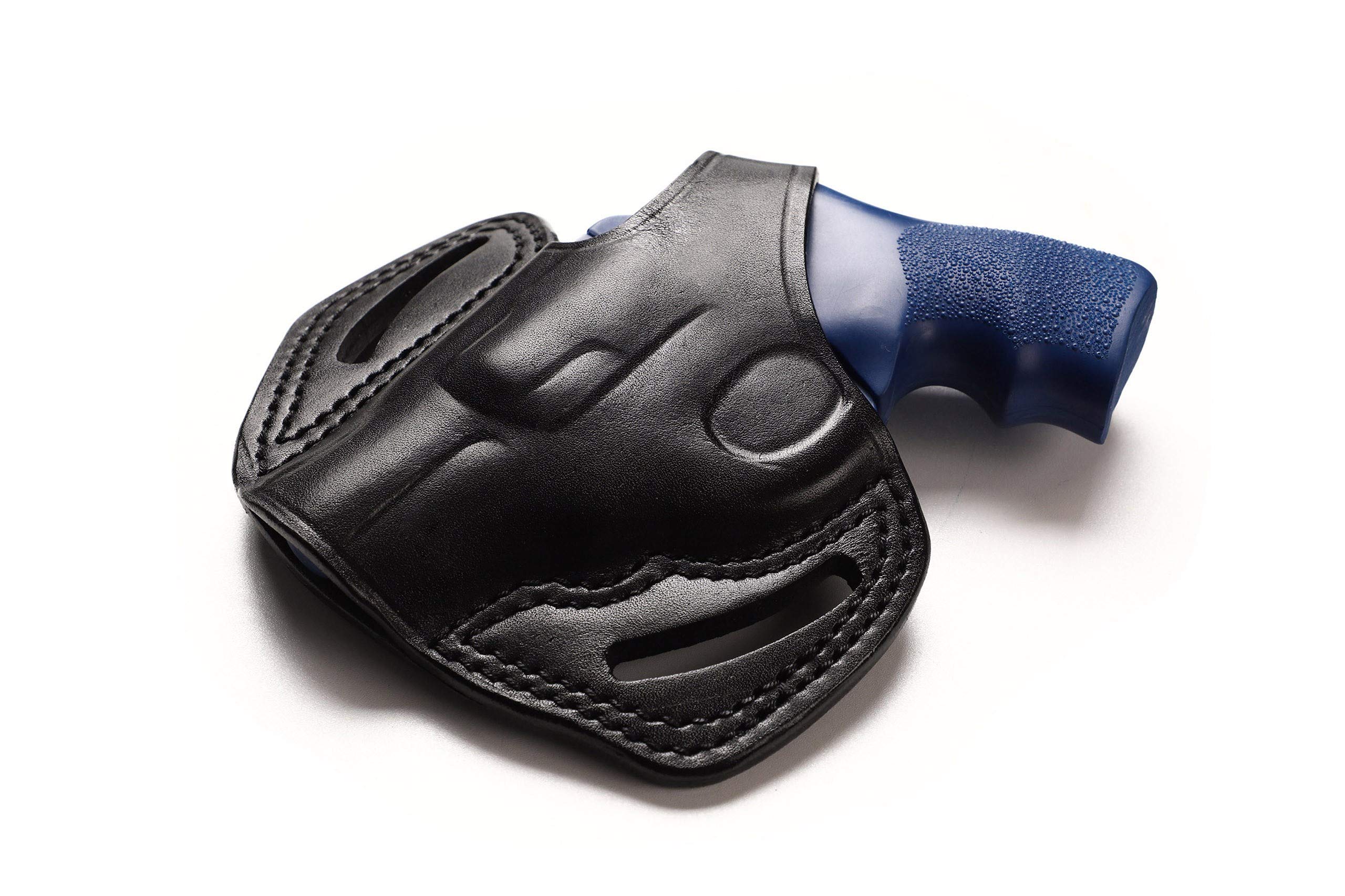 Pusat Holster Premium Leather Thumb Break Belt Holster 1.87 inch 38 SPL for Revolver Ruger LCRx (Black Left)