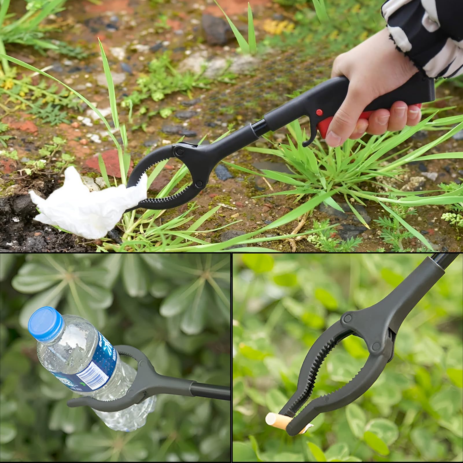 vcsjw 2 Stück Müllzange Kinder,Greifzange Kinder,30 cm Müllgreifer Zange,Greifzange für Senioren,Kurze Ausführung,Geeignet für Kinder-Recycling,Garten- und Hofabfälle Garten