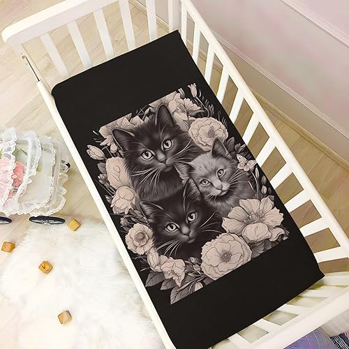 Miniatura 6 de Fitted Crib Sheets Cats Flowers Baby Crib Sheets for Boy & Girl Toddler Mattress Sheets 21216489