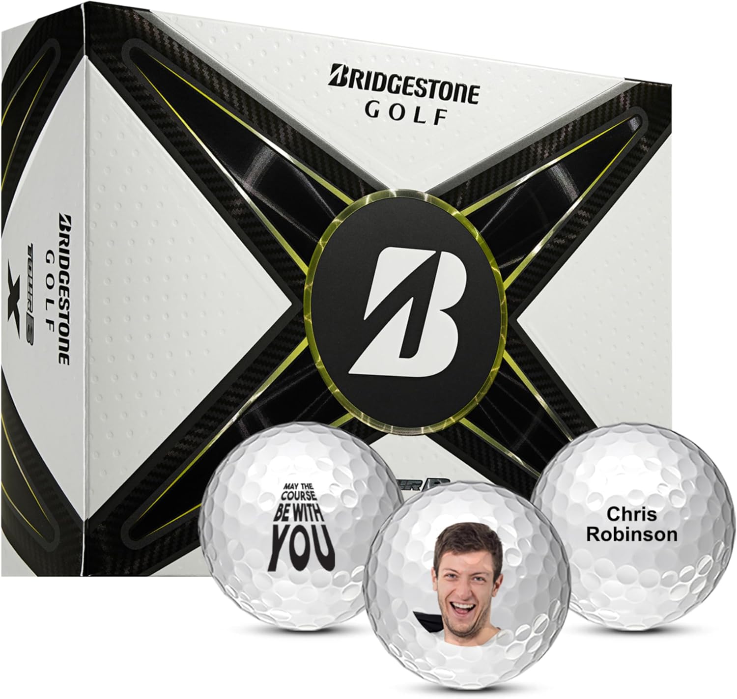 MYCUSTOMGOLFBALL Bridgestone Tour B X Personalized Golf Balls - Logo Golf Balls - Custom Golf Balls (Set of 12)