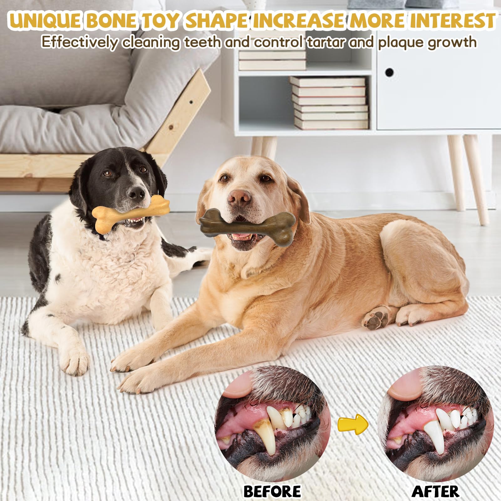 Giocattoli da masticare per cani aggressivi, ossa di cane in nylon, giocattoli indistruttibili per cani, giocattoli per dentizione per cuccioli di taglia media e grande, ottimo regalo per cani,