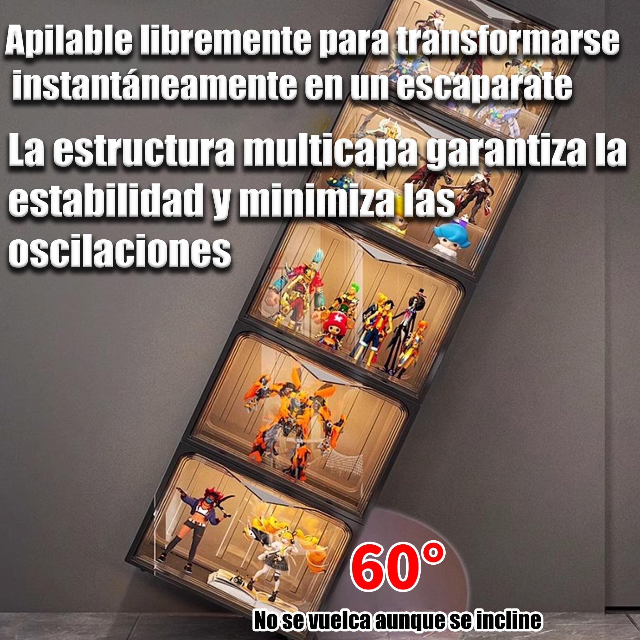 Vitrina para Figuras,Vitrina Expositora para Colecciones con Luz,[2capa/Puerta De Interruptor MagnéTico/Resistente Al Agua Y Al Polvo] para Modelos,Figuras, Coleccionables,ColeccióN De Vinos
