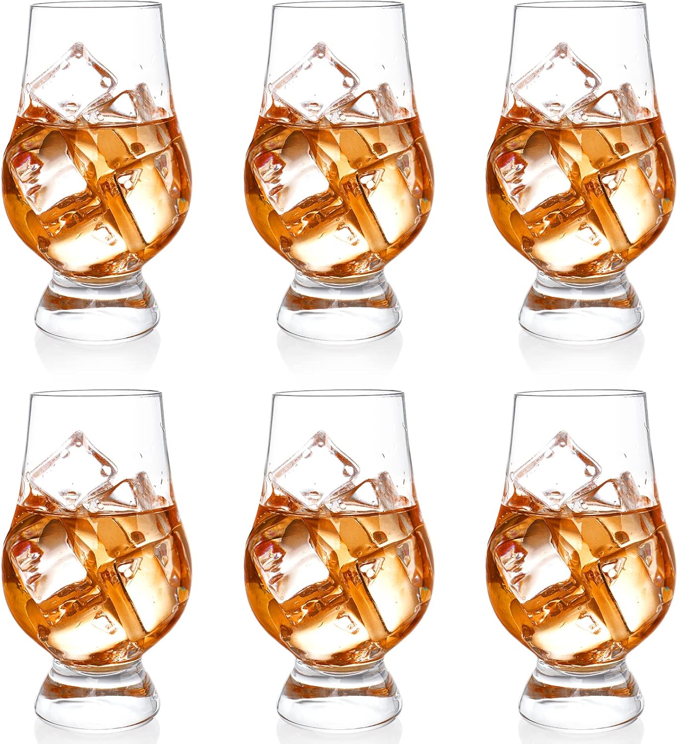 Jucoan 6 Pack Whiskey Glasses, Vintage Short Stem Snifter Tasting Glass