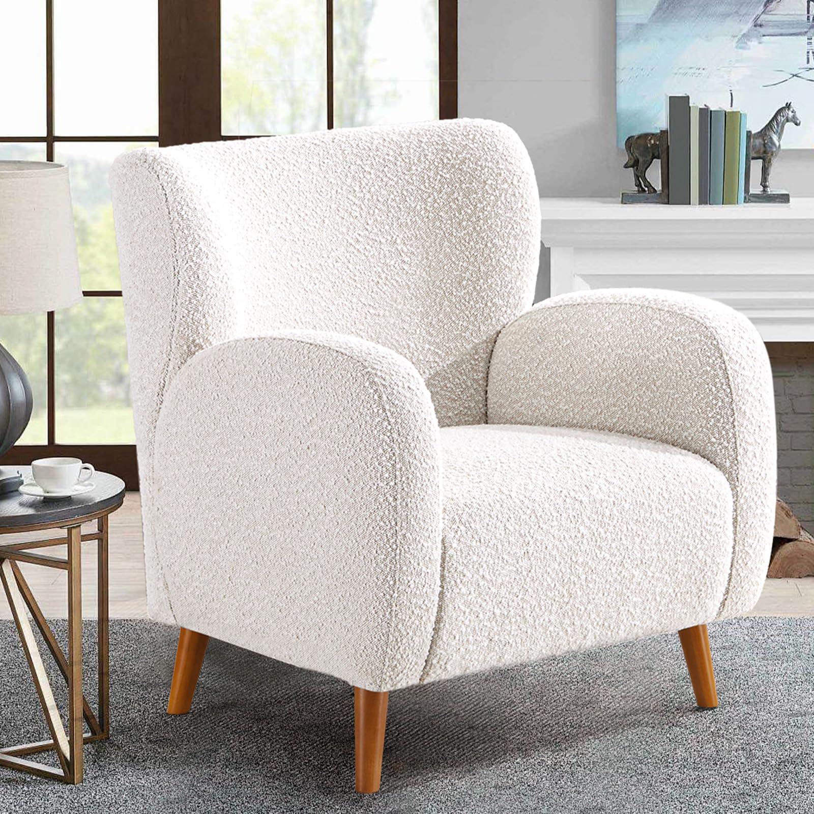 Amazon.com: CDCASA Oversized Accent Chair, Boucle Fabric Modern ...