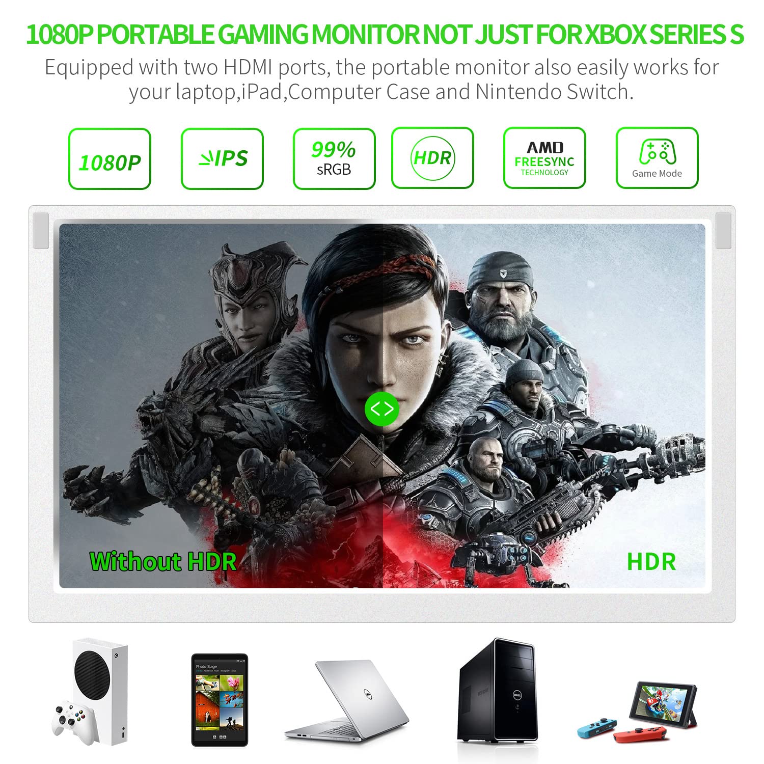 GSTORY 12,5” Xbox Series S Monitor, FHD 1080P Portable Monitor for