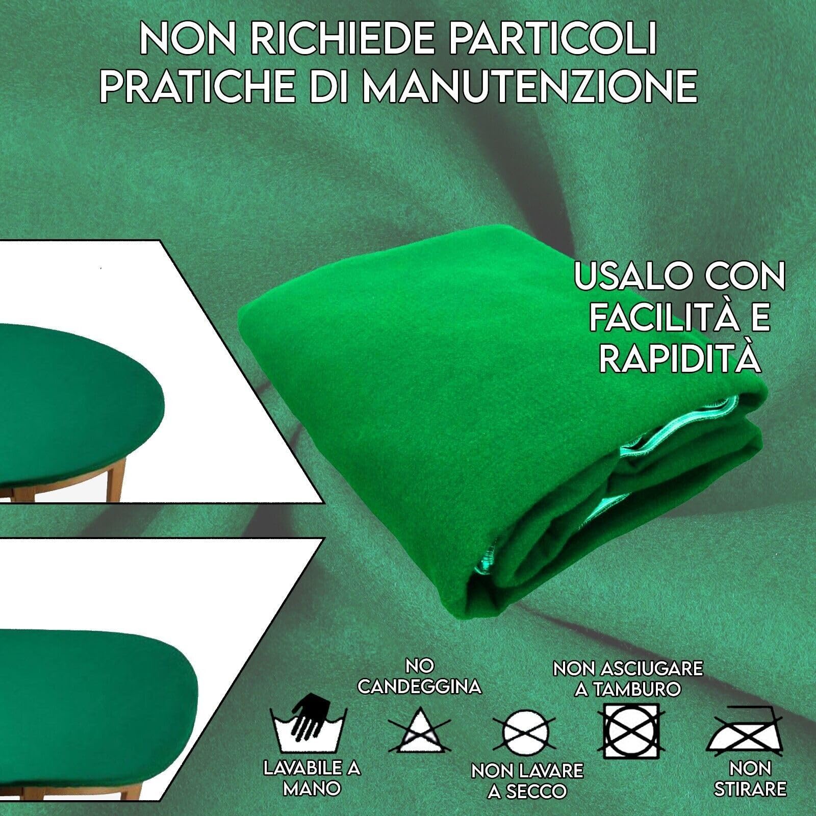 Panno Verde da Tavolo Rettangolare 140x180 cm, Tappeto in Tessuto per Giochi da Tavolo di Carte, Blackjack, Poker Texas Hold'em, Scopa, Scala 40, Ramino, Dadi, Copritavolo, Giochi di Società