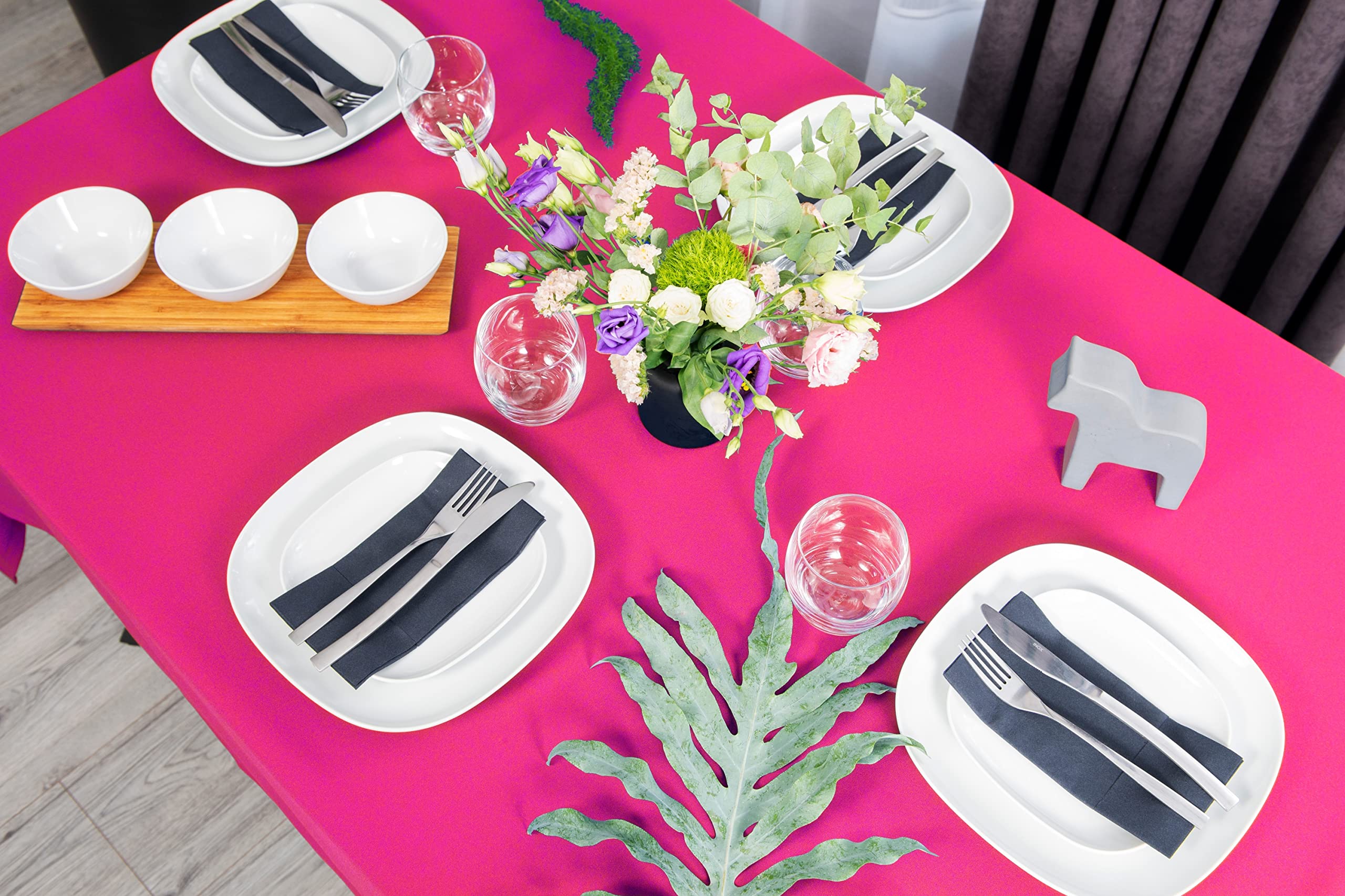 NIBLO Tablecloth Table Runner Table Linen Table Decoration Table Cloth (Dark Pink, Tablecloth - 140 x 220 cm) - Image 2