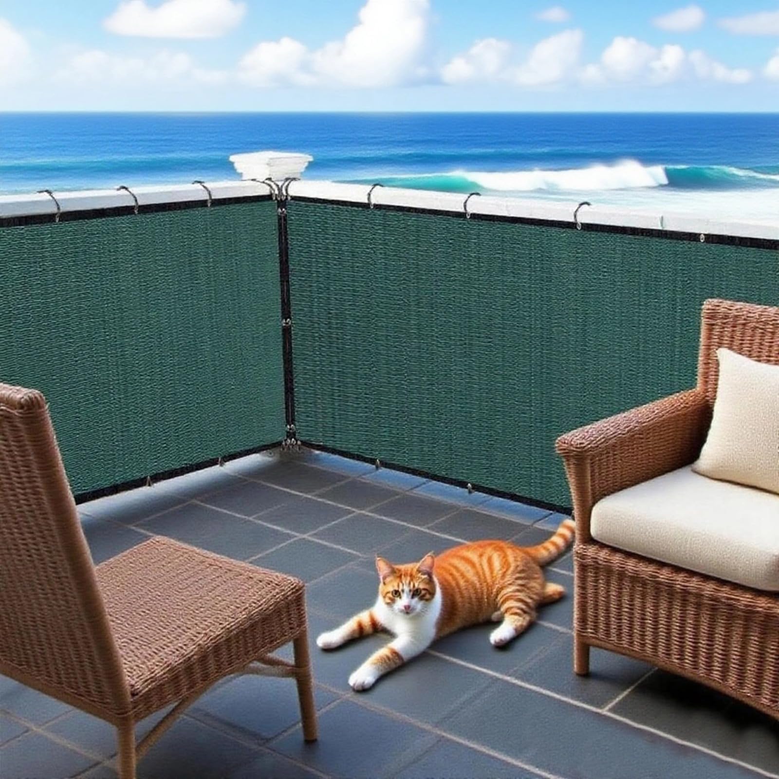 FontFable Garden Privacy Netting Screen Fence Heavy Duty Dustproof Denoise Fencing Mesh Fabric Shade Net Cover for Outdoor Wall Garden Yard Pool Deck, Patio, Backyard, Railing (2X3m,Dark Green)