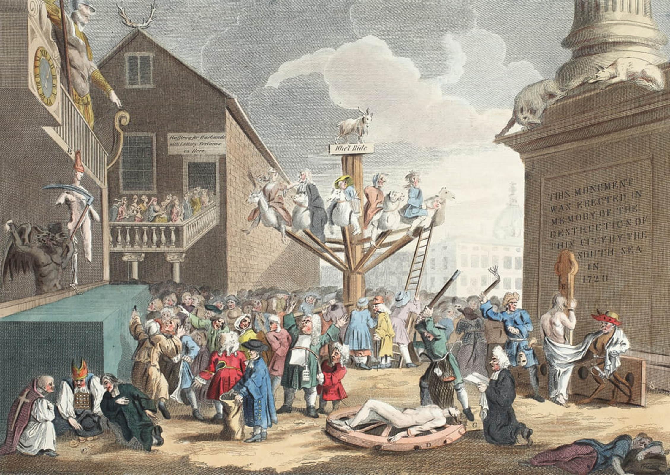 ARTXLXXBN Famous Painting Canvas Artwork Graffiti Print Emblematical Print of the South Sea by William Hogarth Portrait Canvas Image for Home Decor 60x90cm