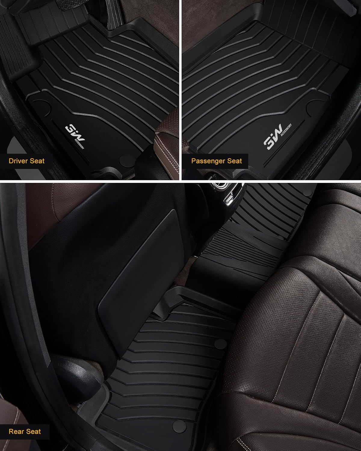3W Floor Mats and Cargo Liner Compatible for Mercedes Benz GLC 2016-2022, TPE All Weather Custom Fit GLC300/GLC350e/GLC43 AMG/GLC63 AMG/GLC63 AMG S Car Mats and Trunk Liner(Not Fit Coupe)