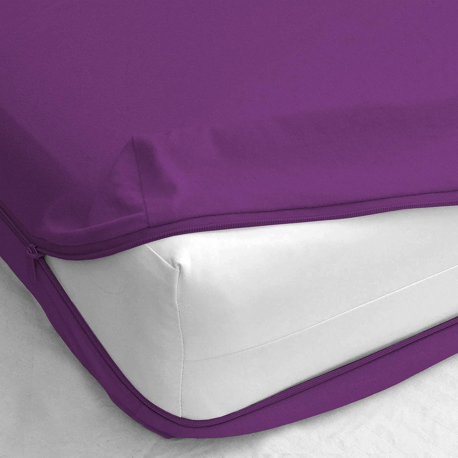 Zipper Fitted Sheet- Queen Zipper Fitted Sheet 8 Inch Deep Pocket - 650 Threadcount 100% Egyptian Cotton Zipper Fitted Sheet (Purple)