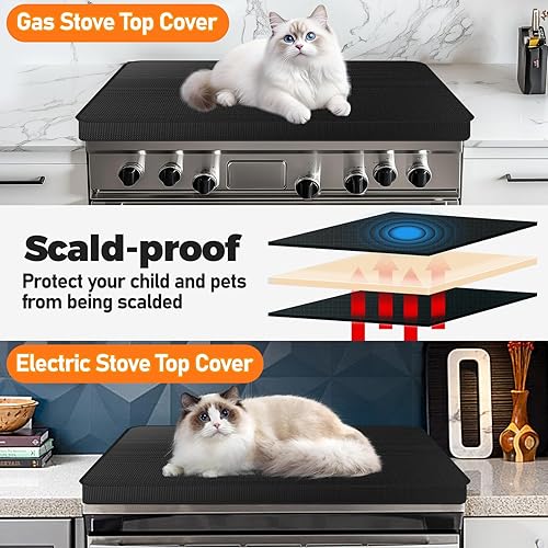 Miniatura 3 de TOHONFOO Cubiertas para tope de estufa de gas a prueba de fuego, cubiertas para tope de estufa impermeables anti polvo para quemadores de gas que se