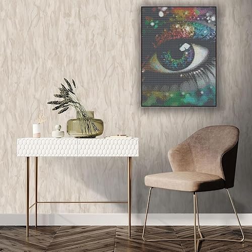 Miniatura 7 de Kit de pintura de diamantes para ojos, kit de arte de diamantes para adultos, 5D encantadores puntos de diamante redondo para la interferencia de