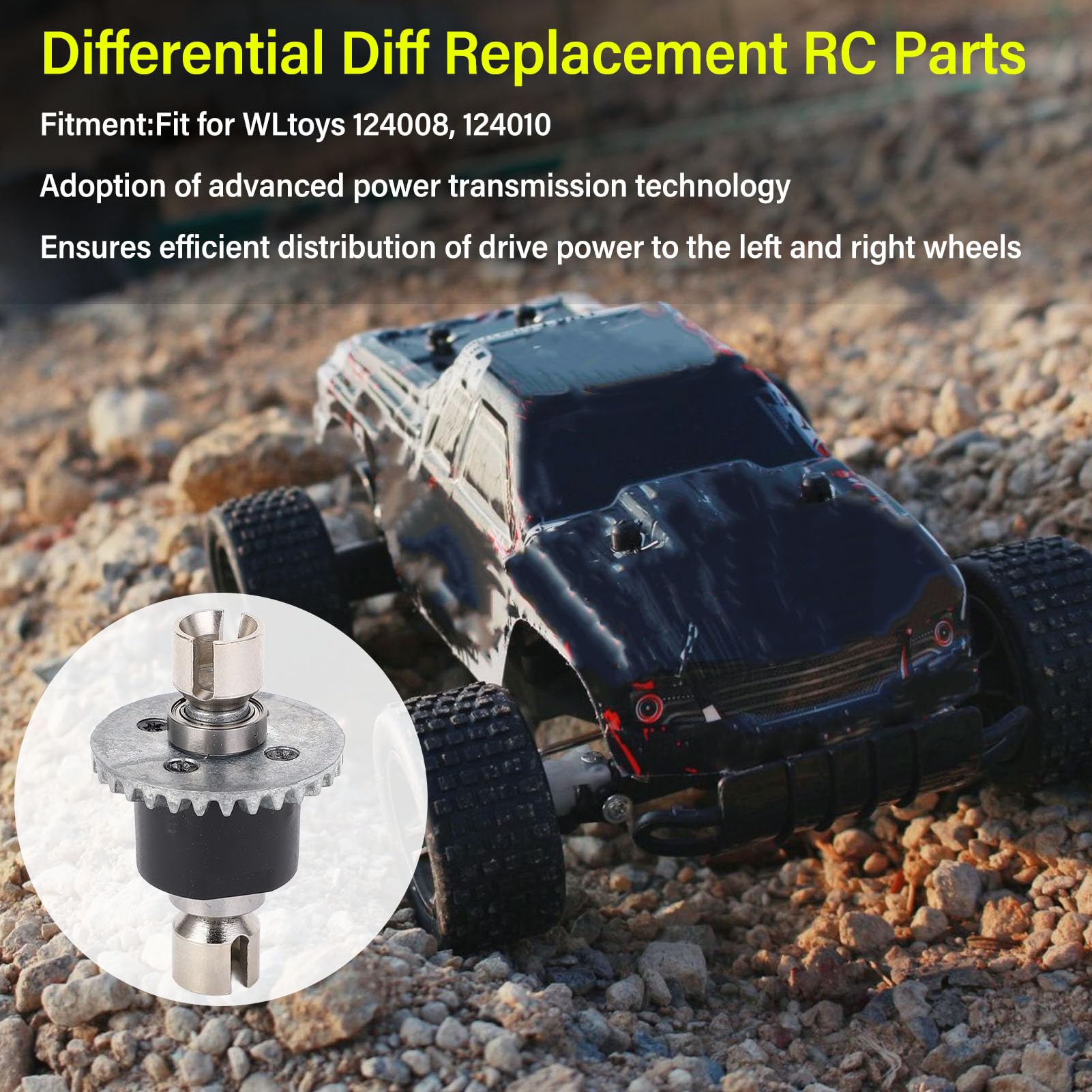 Équipement Différentiel de la Voiture RC, Contrôle D'équilibre Précis avec Remplacement Différentiel Précis pour 124008 124010 Équipement Différentiel de la Voiture RC, Contrôle D'équilibre Précis avec Remplacement Différentiel Précis pour 124008 124010