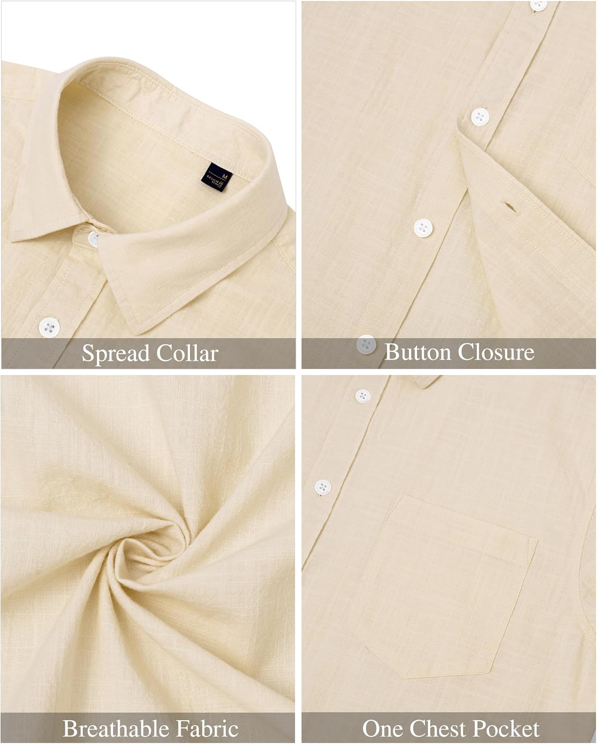 J.VER Men's Linen Short Sleeve Shirts Cotton Casual Lightweight Button Down Shirt Beach Vacation Summer Tops with Pocket - Image 5