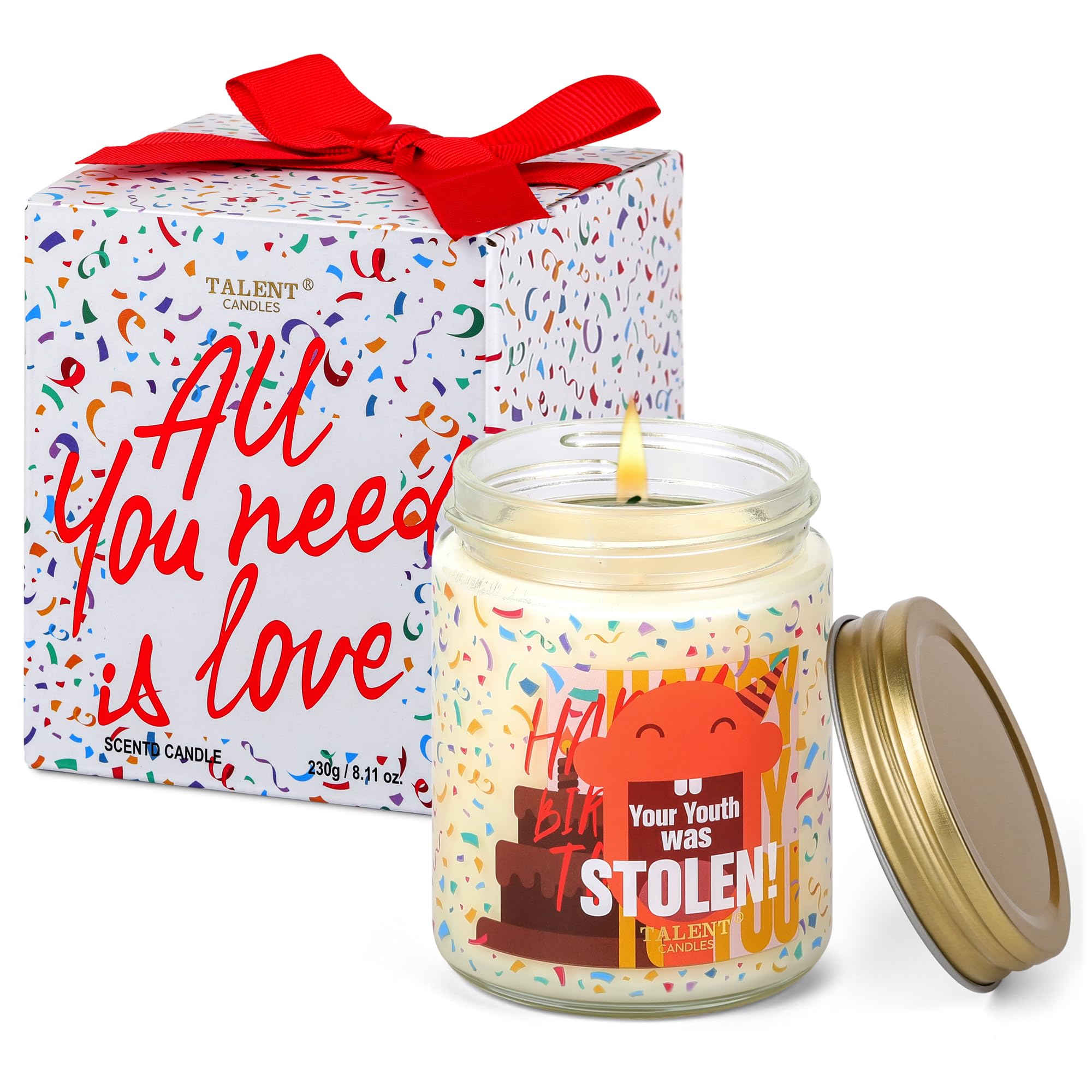 Happy Birthday Candle, Birthday Gifts for Women Girls Best Friend, Birthday Candles Gifts Ideas, Champagne Cassis & Honey Jasmine Scented Candles