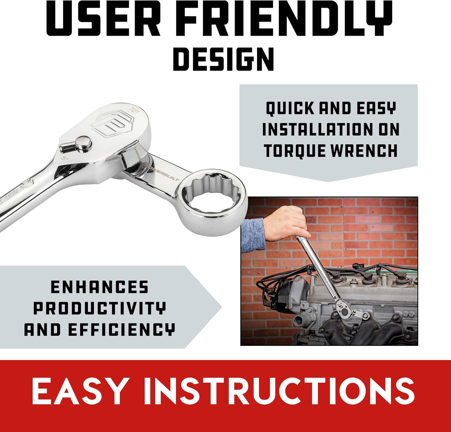 Powerbuilt 3/8" Drive 10 Piece Metric Box End Torque Adapter Extension Set, Torque Wrench Adapter Set, 10mm-19mm, Extensions for Torquing in Hard to Reach Places, Chrome-Vanadium made - 643064ECE