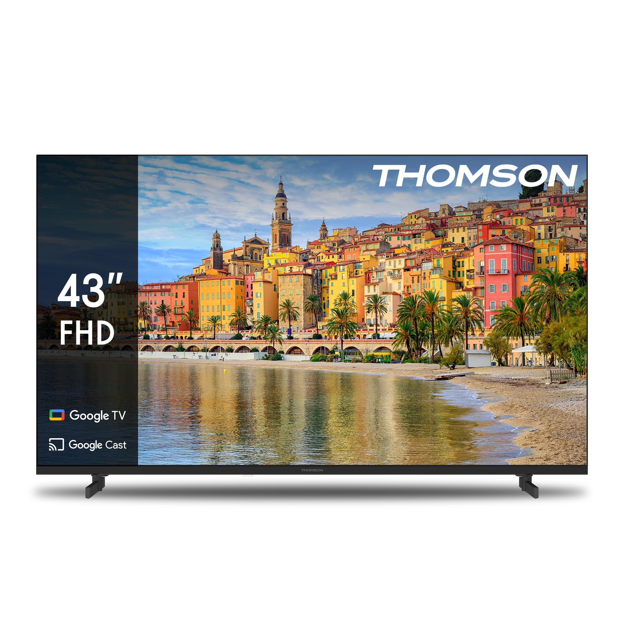 THOMSON 43 Pouces (109 cm) LED Full HD Google Smart TV, Wi-FI, Dolby Vision IQ, Dolby Atmos, HDR10, Bluetooth 5.1, Triple-Tuner (Câble-Satellite-Antenne), HDMI, CI, A Plus Panneau - 43FG2S14