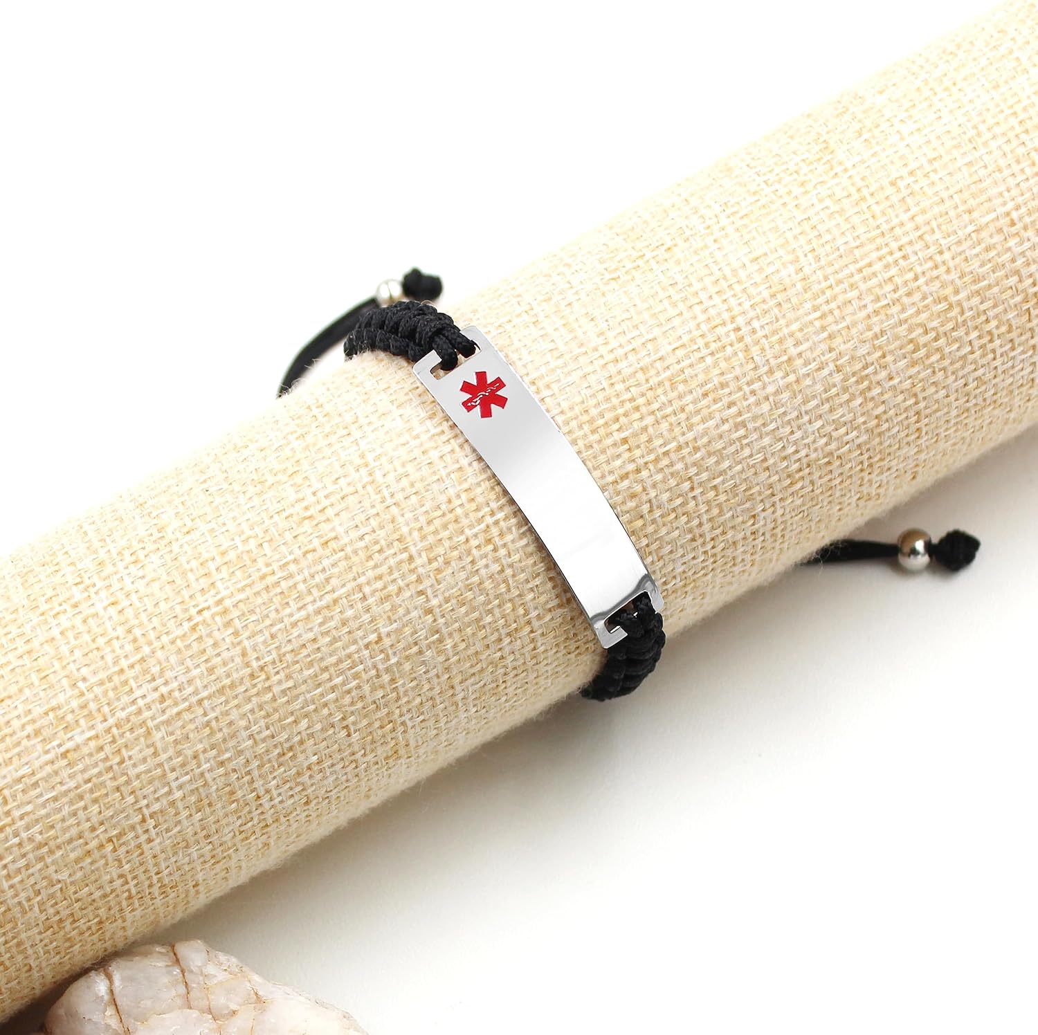 Uloveido Medical Alert ID Bracelet Laser Engraved Epilepsy Adjustable Wristband for Men Women Emergency First Aid, Handmade Braided Health Alert Engraved Bracelet Y3944