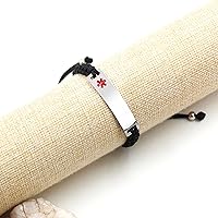 Vista 4 de Uloveido Pulsera de identificación de alerta médica grabada con láser, pulsera ajustable para hombres y mujeres, primeros auxilios de emergencia