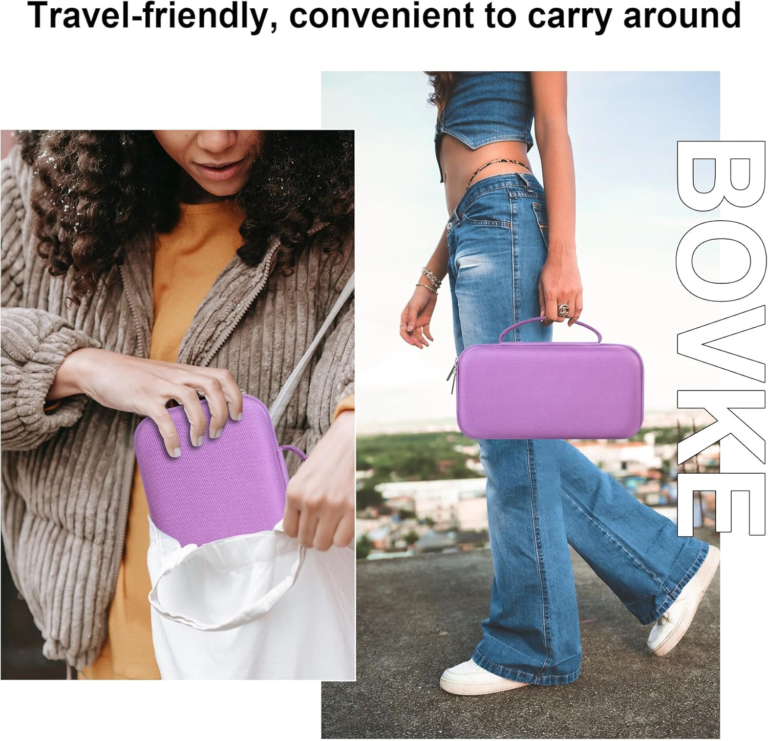 BOVKE Carrying Case Compatible with Ultimate Ears EVERBOOM Wireless Bluetooth Portable Speaker, UE EVERBOOM Holder Bag with Extra Space for UE Charger Cables, Purple - Image 4