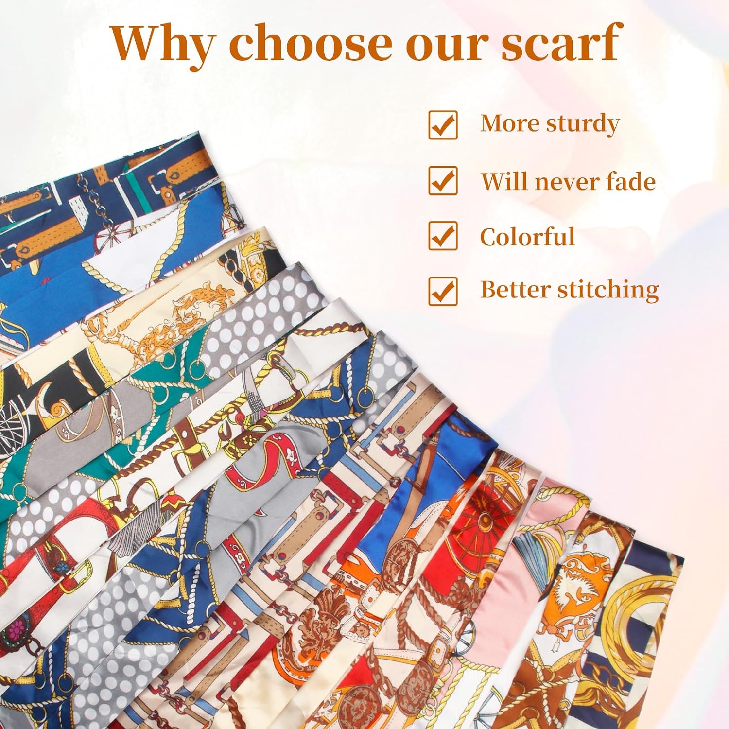 12 PCS Colorful Band Narrow/Neckerchief Scarf - Scarf Bags for Women, Satin Fashion Narrow Head Wrap Handbag Scarfs Band, Braided Hair Tie Scarves for Women, Hair Neck Scarves Fashion Gift